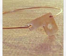 Gold Initial Bangle, Personalized Bangle Bracelet